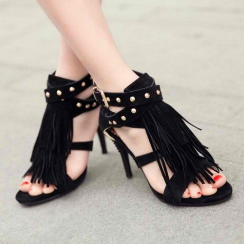 Tassel Thin Heel Fringe Sandal